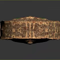 Ancient Decorative Weapon With Carved Head Red Eyes Green Ornaments And Red Tip