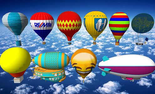 Modern hot air balloon inflatable airship 3d model