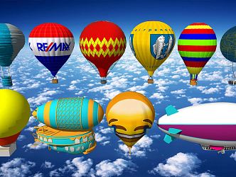 Modern hot air balloon inflatable airship 3d model