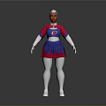 Child Cheerleader Costume With Red Blue White Dress Long Sleeves And Skirt