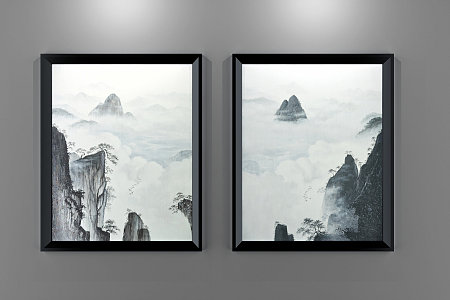 New Chinese Landscape Painting Decorative Painting 3d model