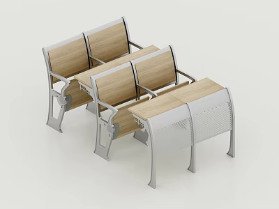 Ladder classroom desks and chairs 3d model