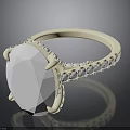Elegant White Stone Ring With Small Decorative Stones And Metal Band