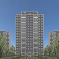 Modern High Rise Residential Building Exterior With Green Trees And Multiple Windows
