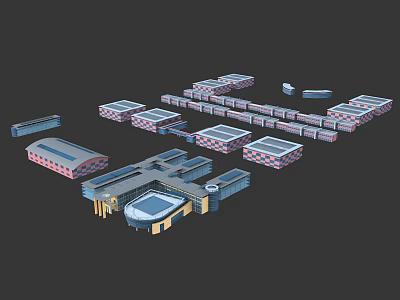 Large Scale Industrial Factory Complex With Multiple Buildings And Modern Layout 3d model