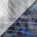 Glossy Ceramic Wall Tiles In Herringbone Pattern With Silver And Blue Finish 3d model