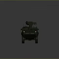 Modern Dark Green Six Wheeled Military Tank With Turret And Equipment