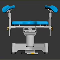Blue Medical Examination Table With Adjustable Mattress Wheels And Armrests