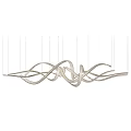 Modern Abstract Chandelier Design With Curved Metal Strips And Streamlined Shape