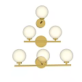 Modern Gold Wall Sconce With Globe Shades Contemporary Decorative Lighting Fixture