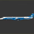 Blue And White Passenger Airplane Featuring Streamlined Body Wing And Tail Fin Design For Commercial Use