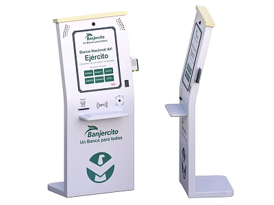 Business Equipment Self Service Cash Terminal With Interactive Screen And User Interface 3d model