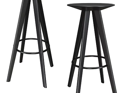 Modern Black Bar Stools With Metal Frame And Round Seat For Home Kitchen Bar Use 3d model