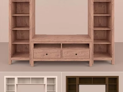 Modern Wooden Bookcase With Open Shelves Drawer Storage And Multi Color Options 3d model