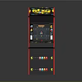 Vintage PAC-MAN Arcade Machine With Bright Screen Control Panel And Colorful Artwork