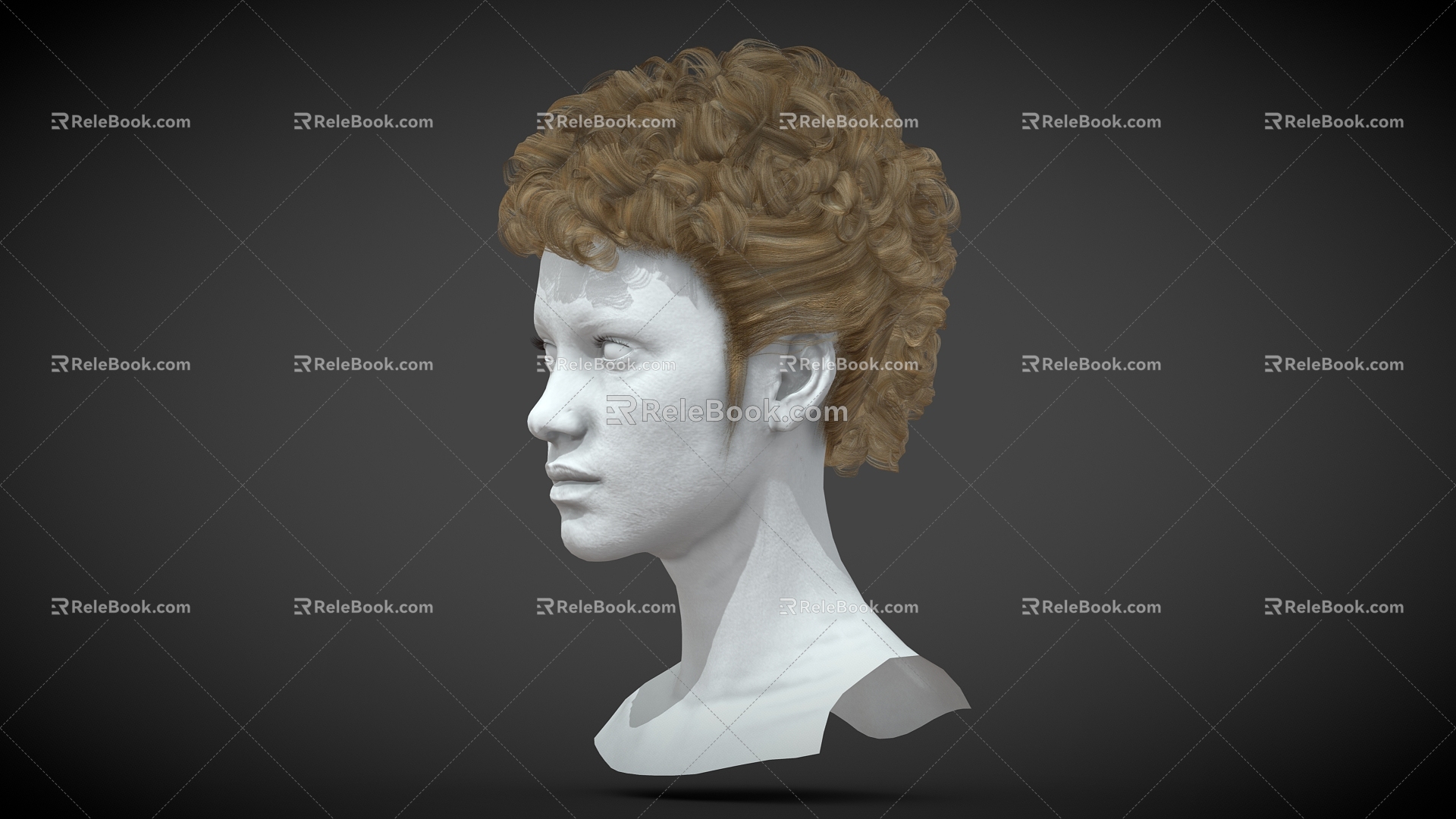 Curly Hair Anime Hair Cartoon Hair Short Hair 3d model