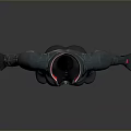Futuristic Combat Style Fitted Bodysuit With Dark Color And Red Accents