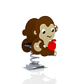 Building Blocks Monkey Holding Red Apple Sitting On Spring Base 3d model