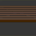 Brown Wooden Bench With Metal Decorative Armrests Slatted Seat And Backrest