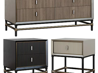 Modern TV Stand Designs With Wooden Panels Metal Frames And Drawers In Dark Light Colors 3d model