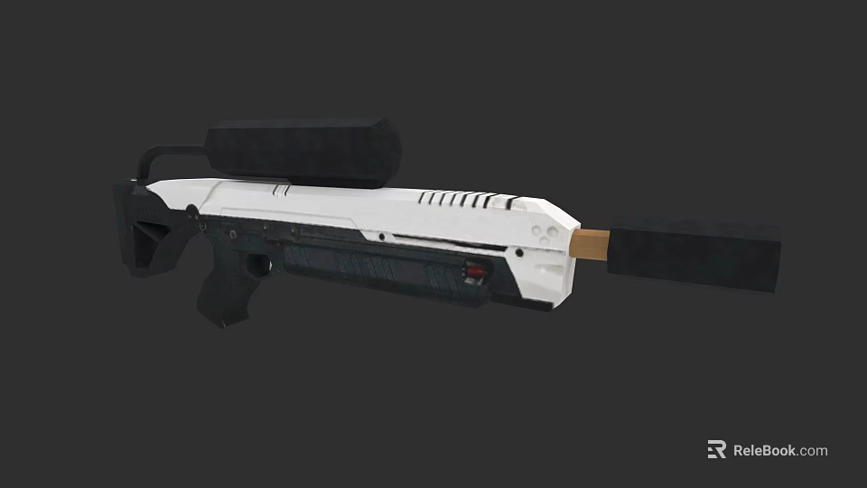 Futuristic White And Black Weapon With Modern Design Barrel Grip And Tactical Features 3d model 