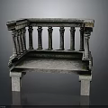 Classical Stone Garden Bench Featuring Ornate Baluster Railing And Solid Base