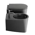 Sleek Black Toilet With Modern Design And Matching Wash Basin Color Options