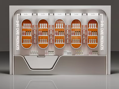 Mall Skincare Store Interior Featuring Multiple Organized Product Shelves And Displays 3d model