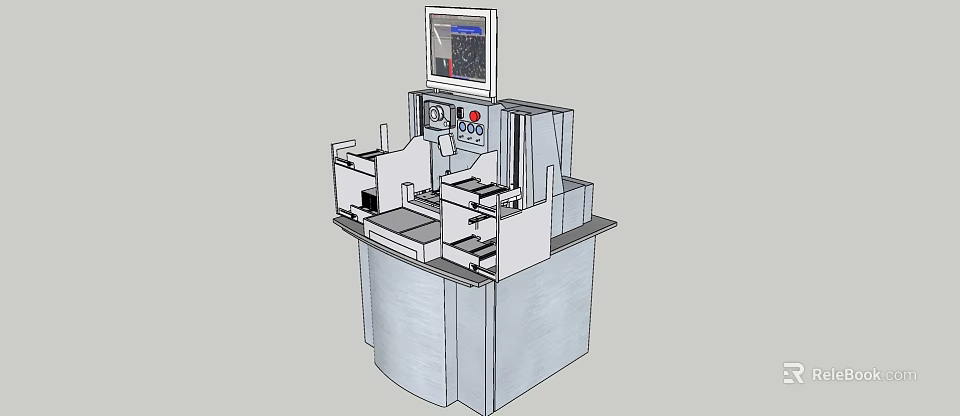 Industrial Equipment Workstation Featuring Control Panel Display Screen And Mechanical Parts 3d model 