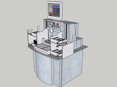 Industrial Equipment Workstation Featuring Control Panel Display Screen And Mechanical Parts 3d model