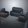 Black Leather Sofa Set With Three Seater Sofa Two Armchairs And Red Accents For Modern Living