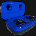 Wireless Bluetooth Earbuds with Blue Open Charging Case and Modern Design