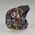 Colorful Helmet Adorned With Various Cartoon Character Patterns And Carbon Fiber Visor