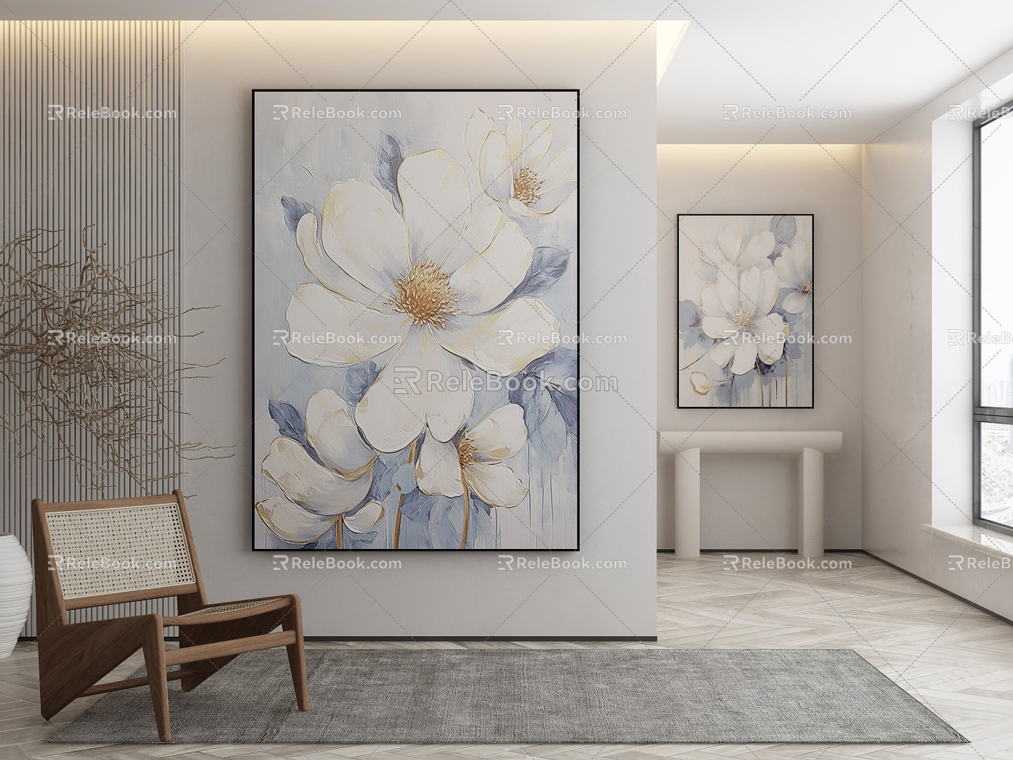 Modern plant painting decorative painting 3d model