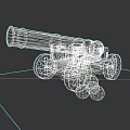 Vintage Black Cannon With Wooden Wheels And Cannonballs On Dirt Ground