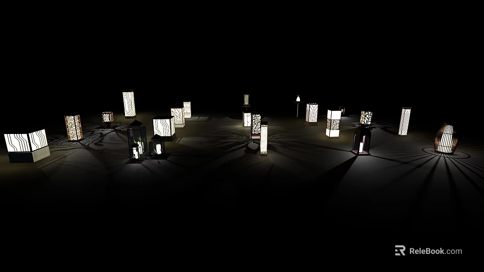 Stylish Modern Outdoor Lights With Decorative Patterns For Illuminated Night Ambiance 3d model 