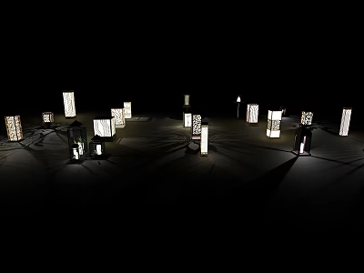 Stylish Modern Outdoor Lights With Decorative Patterns For Illuminated Night Ambiance 3d model
