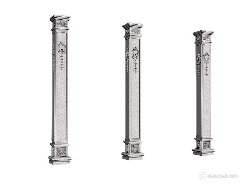 Classical Architectural Columns With Ornate Carvings And Intricate Decorative Details 3d model 