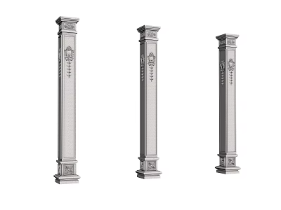 Classical Architectural Columns With Ornate Carvings And Intricate Decorative Details 3d model