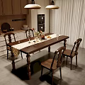 Classic Retro Solid Wood Dining Table Set With Four Chairs For Cozy Home Dining Space