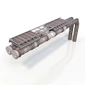 Heavy Duty Industrial Equipment Featuring Metal Frame Grating Platform And Cylindrical Pipes