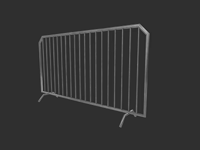 Durable Metal Temporary Fence With Vertical Bars And Stable Support Legs 3d model