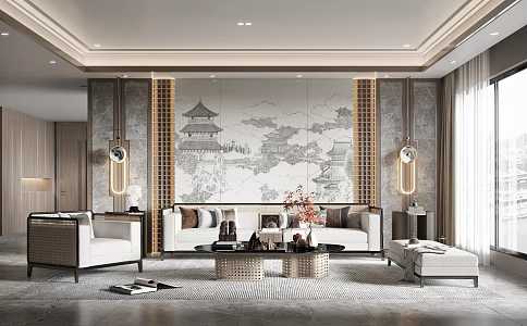 New Chinese Living Room 3d model