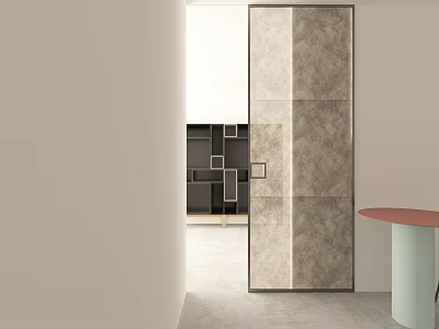 Modern Sliding Door With Elegant Stone Texture In Interior Corridor Space 3d model