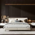 Modern Bedroom Interior With Double Bed Decorative Pillows Bedside Lamps And Window View