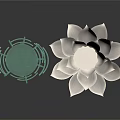 Exquisite Carved Sculptures With Green Stand And White Lotus Design