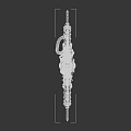 Futuristic Mechanical Axe With Green Glowing Blades And Intricate Gear Details