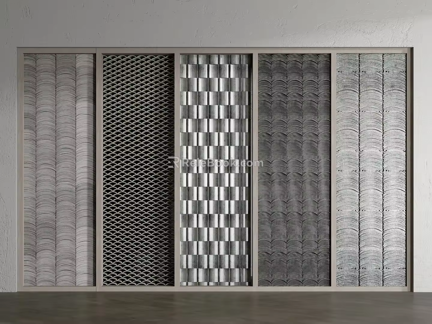 New Chinese background wall tile partition 3d model