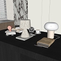 Modern Table Ornaments Books Clock Table Lamp Coffee 3d model