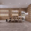 Modern Tea House Interior With Wooden Shelves Tea Display And Seating Area